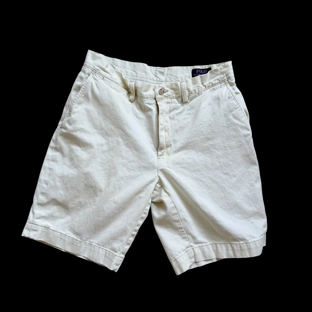Polo Ralph Lauren Classic Fit 9 Inch Chino Shorts Cream Bleached 32